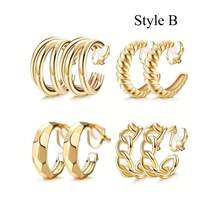 4-9 par złotych klipsów, 14-karatowe złoto, grube, okrągłe kolczyki, klipsy, kolczyki dla kobiet, biżuteria sztuczna, geometryczne, w kształcie litery C, bezbolesne, wydrążone klipsy do uszu z metalu, prosty i elegancki styl, bez przekłuwania uszu dla kobiet, złote kolczyki, kolczyki dla kobiet, kolczyki, kolczyki, złote kolczyki, biżuteria, damskie kolczyki, klipsy, kobiety, prezent na Święto Dziękczynienia, Walentynki dla dziewczyny, najlepszej przyjaciółki, mamy