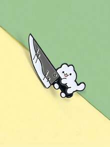 1 Funny Dagger Kitten Brooch Alloy Enamel Brooch Cat Knife Cowboy Badge Pin Jewelry