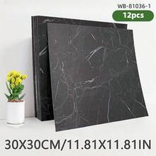 12/24 件哑光奢华大理石地砖，厚实，现代风格耐磨材料，易于 DIY 安装，适用于厨房、浴室、客厅、办公室和其他室内地板和墙壁，优雅的家居装饰，易于安装的贴纸，防滑地砖，防水墙贴 - 彩色 - 查看 21