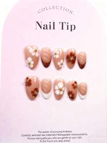 Luxuriös und elegant, 10 handgefertigte Nägel, rein handgefertigt, kurz, mandelförmig, komplettes Set mit Fake-Nägeln, verschwommener Blütenblatt-Französischer Stil, Sommer-Nagelkunst, 3D Regenbogen-Perlen-Stil, Nagel-Pressing-Set, 1 Mini-Nagelfeile und 1 Aufkleber, perfekt für DIY-Nagelkunst und Musik-Festival-Rock-Partys