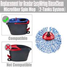 Spin Mop Replacement System - 4 Microfiber Mop Heads, 58-Inch Adjustable Handle And Triangle Mop Base For Spin Mop Buckets (2-Tank Compatible) - Xanh lam (Hệ thống 2 bình) - Xem 2