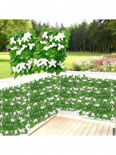 1pc Expandable Privacy Screen Fence, Suitable For Balcony And Garden Artificial Ivy Wall Decoration, Outdoor Fashionable Garden Background Decoration
