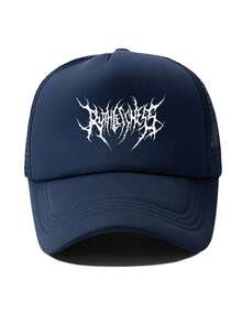 1pc Printed Baseball Cap, Fashionable Mesh Cap, Lightweight And Breathable Curved Brim Cap, Personalized Street Hat, Casual And Simple Trucker Hat, Outdoor Hat For Travel, Hiking, Mountaineering, Fishing, Sports, Golf