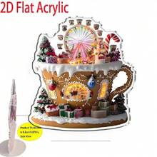 1 pieza Decoración navideña plana en 2D de una casa bohemia con acebo, patrón temático, decoración de casa navideña, figura decorativa para el hogar, adecuada para celebraciones festivas, decoración del hogar y la cocina, decoración navideña, ideal para Navidad y Acción de Gracias