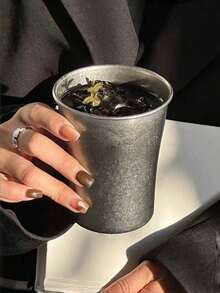 1 bucată de ceașcă de cafea din oțel inoxidabil 304, ceașcă mată groasă cu gură largă, ceașcă pentru băuturi reci, ceașcă pentru suc, ceașcă de băut, portabilă și durabilă, potrivită pentru camping, acasă, birou, foarte potrivită pentru cadouri și sărbători