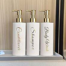 3pcs/Set 500ml Bathroom Dispenser, Empty Bottle For Shampoo, Shower Gel, Conditioner, Refillable Bathroom Dispenser