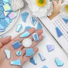 Youway Style Iridescent Glass Mosaic Tiles For Crafts Bulk,200g Blue Broken Mosaic Glass Pieces For Garden Crafts Kits,DIY Mosaic Art Decor - 顏色 - 查看 6