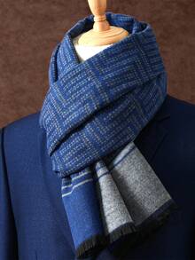 1pc Men's Business Luxury Scarf, Unisex Shawl, Men's Printed Scarf 180*30CM, Suitable For Business, Fashion Tassel Scarf, Classic Plaid Scarf - Multicolor - View 4