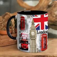 1pc 11oz Ceramic Coffee Mug, London Design - Reusable, Insulated, Hand Wash Only, Great Gift For Husband, Father, Son, Birthday, Coffee Lover | London Themed Mug | Durable Ceramic Cup - 1 Piece Of Color - View 2