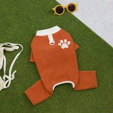 25 piezas Suéter de 4 patas, Ropa de perro/gato cálida, Ropa para mascotas con refuerzo contra el viento, Hebilla de correa casual para otoño/invierno, Ropa para perros pequeños, Nuevos suministros para mascotas - Naranja - Ver 4