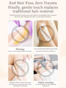 GENAI 三合一女士电动剃须刀，配有面部、身体和鼻部修剪刀头，无痛脱毛，Type-C充电式剃须刀