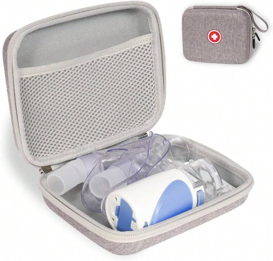 Fukumi Carrying Case For Portable Nebulizer, Travel Medical Bag, Hard Emergency Medical Bag For Inhaler Spacer Case For Kids And Adults, Masks, Asthma Accessories Case For Medicin (B-Grey) - 黑色 - 查看 1