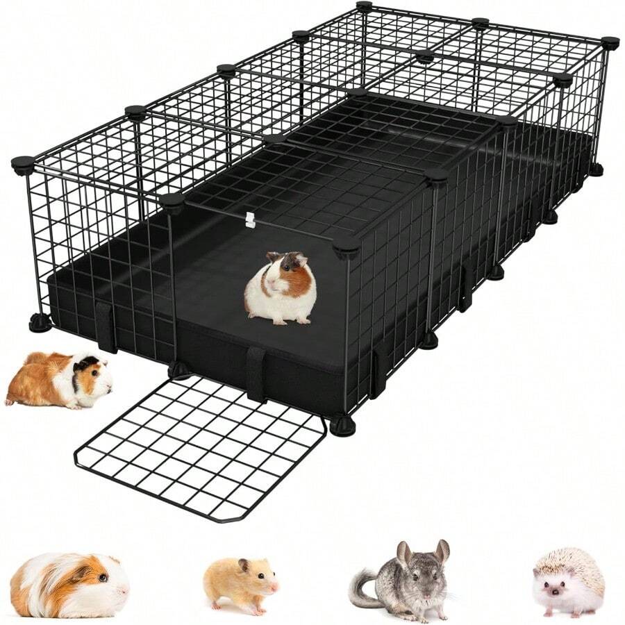 Small Animal Playpen With Waterproof MatGuinea Pig Cages 4824.612.2CC Cage For Hamster Rabbit Hedgehog Chinchilla Ferret Indoor Outdoor Portable Metal Wire Yard Fence Metal Pet Panels20pcs - 20個(含墊子) - 查看 1