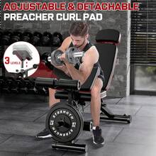 GIKPAL Built-In Transportation Wheel 10 Positions Adjustable Weight Bench - Bề mặt thảm rơm đan chéo - Xem 5