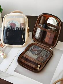 Sac de rangement portable grande capacité pour femmes, sac de rangement pour le voyage et l'extérieur, sac à maquillage imperméable, organisateur de maquillage, organisateur de maquillage, rangement de maquillage, voyage, déplacement professionnel, camping, produits de soins de la peau, trousse de toilette, essentiel pour les voyages, les vacances et le meilleur cadeau pour l'école