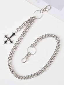 1件男女通用时尚十字形裤链，适合万圣节、嘻哈、朋克风格和日常穿着 - 銀色 - 查看 4