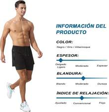 Shorts Deportivos Hombre 2 EN 1, 3PCS,Short con Licra Hombre,Short 2 en 1 Hombre con Bolsillo Interior Forrado Secado Rápido y Comodida, Súper Transpirabl, Apto para Gym, Correr, Entrenamiento - Negro, Blanco y Gris - Ver 4