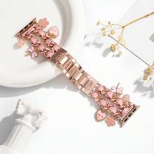 1 件女士时尚手工皮革表带，带金属吊坠饰物，适合 38/40/41/42/44/45/49 毫米 Ultra/SE/10/9/8/7/6/5/4/3/2/1