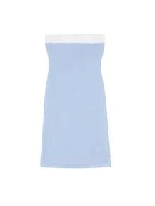 女士性感撞色紧身抹胸连衣裙，适合夏季 - 藍色 - 查看 7