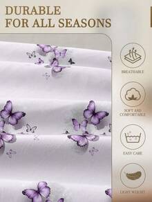 2/3pcs Purple Butterfly Print Duvet Cover Set, Breathable & Super Soft, Suitable For All Seasons (1pc Duvet Cover + 1/2pcs Pillowcase, Excluding Filler), Soft Dual-Color Design, Ideal For Bedroom, Guest Room, Dorm. 1pc Duvet Cover + 1/2pc Pillowcase (Excluding Comforter), Machine Washable. Sizes: M, King, Queen, Full, Twin. Dorm Bedding, Back To School Bedding. - Purple - View 4