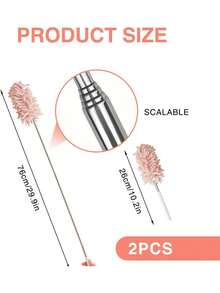 2 Peças Espanador Rosa para Limpeza Interna do Carro, Escova de Detalhamento Retrátil Mini para Entradas de Ar do Carro, Painel, Mesa de Escritório, Janelas, Ferramenta de Limpeza de Móveis