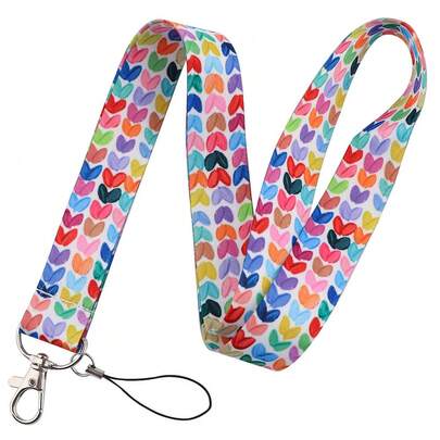 1pc Colorful Heart Shaped Lanyard, Suitable For Teachers, Keys, Nurses, ID Cards, Phones