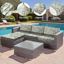 HANDONTIME 8Pcs Patio Cushion Covers Stretch Outdoor Couch Cover Cushions Outdoor Furniture Waterproof Patio Furniture Cover Pets Sofa Covers Washable (Khaki,Cover Only) - C:Lá xanh - Xem 1