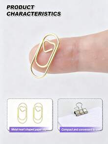 100pcs/50pcs/20pcs Mini Heart-Shaped Golden Paper Clips, Creative Metal Office Supplies Suitable For Study, Office, Home