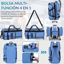Lukovee Maleta Deportiva Hombre Impermeable, Mochila Gym Gran Capacidad, Mochila Deportiva para Hombre y Mujer, Bolsa de Viaje con Compartimento para Zapatos/Neceser/Separación Húmedo y Seco - B-Azul - Ver 7