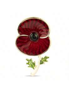 Britisches Erinnerungsandenken rote Emaille Mohnblume Brosche Weihnachtsgeschenk