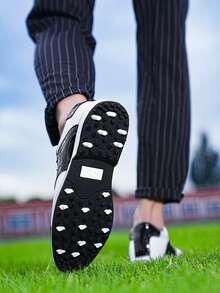 أحذية جولف للرجال من الجلد العلوي، أحذية رياضية جولف عصرية، أحذية تدريب جولف مريحة للخارج، مناسبة لجميع المواسم - الأسود - مشاهدة 5