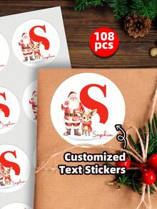 1~108 etiquetas personalizadas - Pegatinas personalizables, pegatinas navideñas personalizadas, pegatinas de cartas de Papá Noel, etiquetas de regalo navideñas y pegatinas para bolsas de aperitivos pequeñas con texto personalizado, perfectas para envolver regalos navideños, decoraciones navideñas, pegatinas para sobres navideños y envasado de dulces y aperitivos. Personalizadas, coloridas, multiusos, para el Día del Padre, para graduaciones, para bodas, para inauguraciones de casa, Navidad