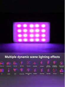 60 LED Hochleistungs-Aufladbare Clip-On Videokonferenz-Beleuchtung mit RGB-Farbbeleuchtung, ausgestattet mit Vorder- und Rückclips, einstellbar für 3 Handy-Beleuchtungsmodi, kompatibel mit iPhone, Android, iPad und Laptop, geeignet für Make-up, Selfies, Vlog, geeignet für Selfies und Live-Streaming, tragbare Selfie-Beleuchtung, sieben Lichtarten, Blitzlicht, Atmung und konstante Lichtmodi zur Auswahl, Akkukapazität: 2000mAh - Verschiedenfarbig - Übersicht 5