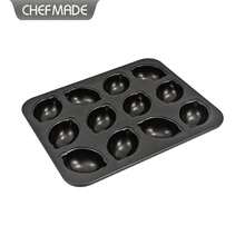 CHEF MADE 12-Cavity Lemon-Shaped Muffin Cake Pan, Nonstick Carbon Steel Bakeware, Easy Release & Quick Clean, Oven- Mini Lemon Cakes Tray - Black - View 4