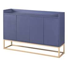FCSQIU Mueble de cocina sin tiradores, 4 puertas, aparador con balda regulable y patas metálicas, 120 x 30 x 80 cm, para salón, cocina, color azul - Azul - Ver 7
