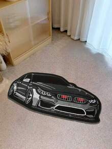 1 pieza Alfombra con diseño de coche, diseño de coche en blanco y negro con decoración cromada, alfombra de estilo Ins, alfombra versátil y creativa, adecuada para dormitorio, sala de estar, decoración del hogar, alfombra de sala de estar, decoración de dormitorio, alfombra pequeña, alfombra de moda creativa, alfombra de sala de estar, alfombra pequeña de sala de estar, alfombra de dormitorio, alfombra de exterior, alfombra lavable - Multicolor - Ver 3