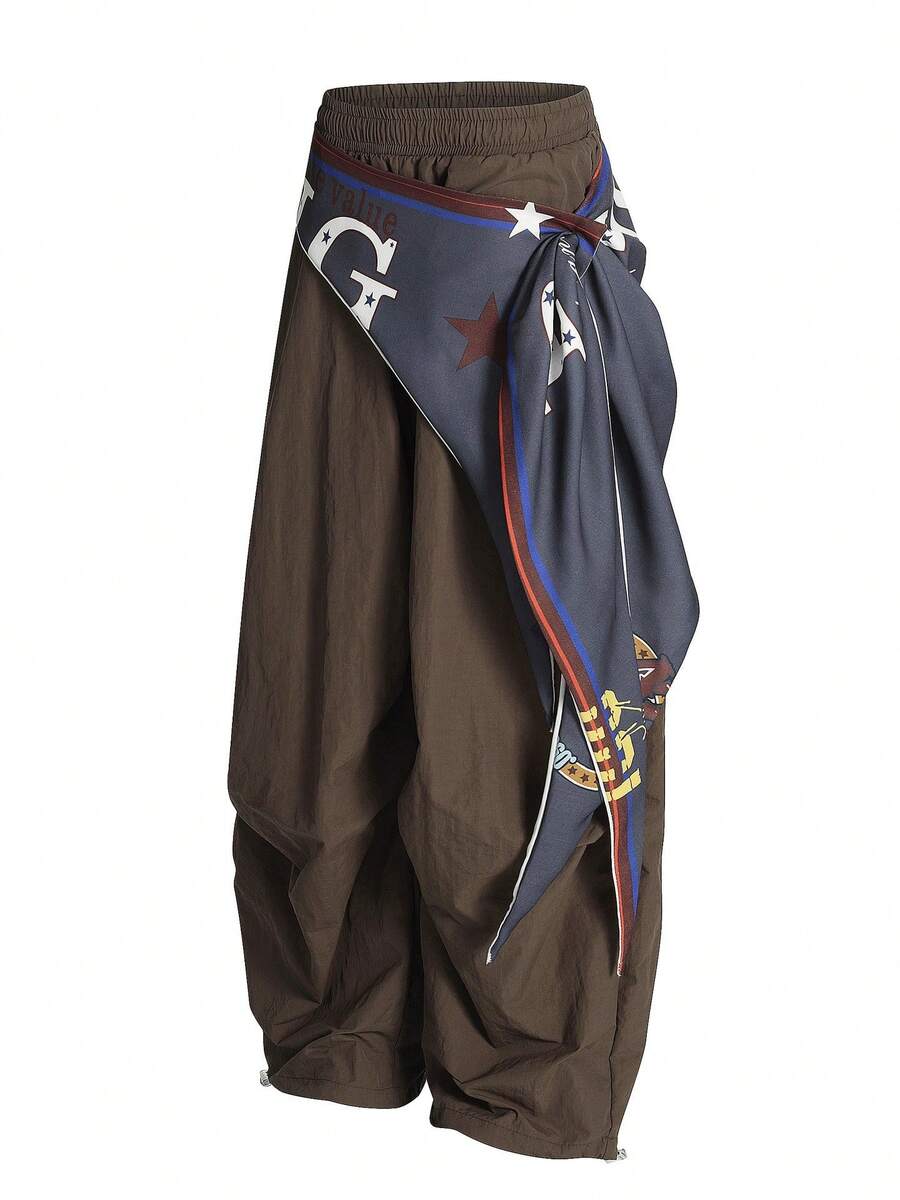 New 2025 Japanese Qing Style Men's And Women's Clothing, Youthful And Popular, Belt Decoration, Casual Pants - màu nâu - Xem 1