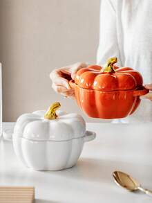 1 szt. ceramiczny słoik na cukierki w kształcie dyni na Halloween, pojemnik na ciasteczka z orzechami i dynią, słoik do przechowywania czekolady i orzechów, odpowiedni do dekoracji świątecznych na Halloween, słoik do przechowywania cukierków w kuchni i jadalni, miska na przyprawy, miska na krem jajeczny, prezent