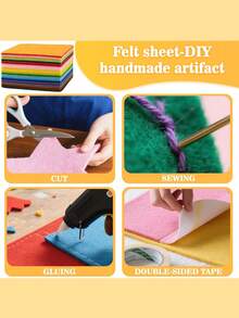 10/20/50pcs Felt Fabric Sheets, Thin Craft Felt, Non-Woven Felt, Large Sewing Felt Squares, Solid Color Craft Felt, Hard Felt Squares, Multiple Colors Available, Suitable For Sewing Crafts, Quilting, School Projects, Decoration, 1mm Thick Felt Squares Craft Supplies, Suitable For DIY Decoration, Multiple Colors Available - Multicolor - View 3