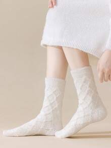 1 par de calcetines de mujer suaves y sin pelusa, de felpa, gruesos y cálidos, aptos para el hogar, dormir, posparto, otoño/invierno