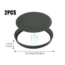 Removable Bottom Fluted Tart/Quiche/Pie/Pizza/Cake Pan, Heavy Duty Baking Mold - Black - View 15