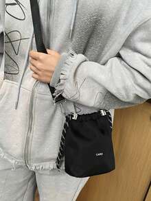 Men's Retro Mini Messenger Bag, Unique Design Crossbody Shoulder Bag, Casual Street Style Phone Pouch - Black - View 3