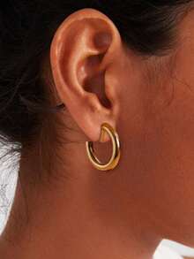 4-9 par złotych klipsów, 14-karatowe złoto, grube, okrągłe kolczyki, klipsy, kolczyki dla kobiet, biżuteria sztuczna, geometryczne, w kształcie litery C, bezbolesne, wydrążone klipsy do uszu z metalu, prosty i elegancki styl, bez przekłuwania uszu dla kobiet, złote kolczyki, kolczyki dla kobiet, kolczyki, kolczyki, złote kolczyki, biżuteria, damskie kolczyki, klipsy, kobiety, prezent na Święto Dziękczynienia, Walentynki dla dziewczyny, najlepszej przyjaciółki, mamy