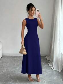 Firerie Women's Elegant A-Line And Bodycon Pleated Dress S M L - 藏蓝色 - 查看 2