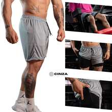 Imported Men's 2-In-1 Compression Shorts – Sportswear, Gym, Running, Fitness, Quick-Drying, High Performance - Màu Xám nhạt - Xem 7