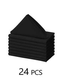 6/10/12/24/50pcs Black Cloth Napkins, Size 14*14/17*17/20*20 Inches, Washable, 100% Polyester Fabric, Hemmed, Suitable For Hotels, Restaurants, Parties, Weddings And Other Occasions. - Black - View 21