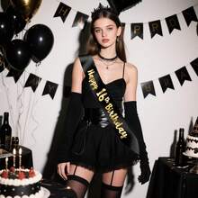 Perfect Birthday Gift - Sparkling Golden Foil Sash For Ages 16,18,21,30,40,50,60 - Party Decoration