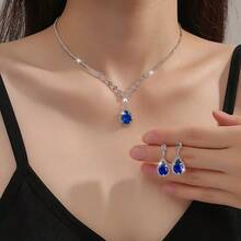 3-Piece Fashion Jewelry Set, Sparkling Luxury Evening Dress Accessories, Rhinestone Necklace And Earrings For Brides - 007-nsdz-2 - 查看 2