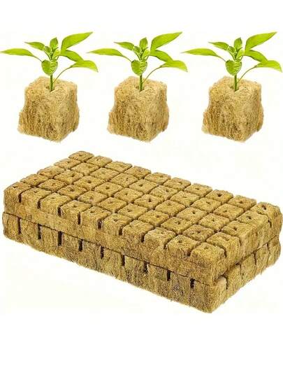 50/100/200 stuks steenwolblokjes hydrocultuur plantkit, aardevrij plantenkiemingssysteem, ideaal voor landbouwgroei, geen meststof nodig, ademende en vochtvasthoudende plantstarterblokjes, Kerstmis