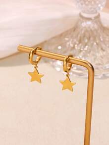 1 Paar minimalistische kleine Stern Creolen, Edelstahl Schmuck perfekt für Frauen für Dates, Urlaub und Geschenke